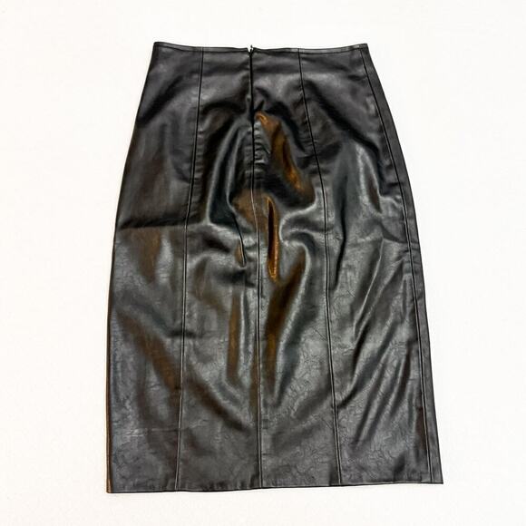Pookie & Sebastian Black Faux Leather Front Slit Skirt Size Small - Picture 2 of 9